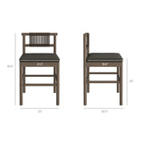 Lyric Outdoor Patio Teak Wood Counter Stools Set of 2 in Weathered Gray Flint