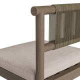 Lyric Outdoor Patio Teak Wood Counter Stools Set of 2 in Weathered Gray Pebble