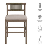 Lyric Outdoor Patio Teak Wood Counter Stools Set of 2 in Weathered Gray Pebble
