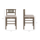 Lyric Outdoor Patio Teak Wood Counter Stools Set of 2 in Weathered Gray Pebble