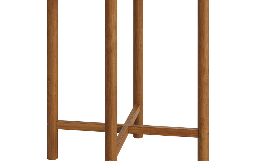 Lyric Round 35 Inch Outdoor Patio Teak Wood Round Bar Table in Natural