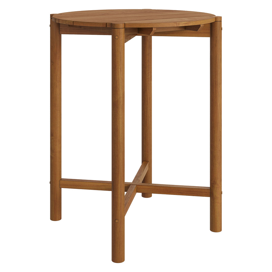 Lyric Round 35 Inch Outdoor Patio Teak Wood Round Bar Table in Natural