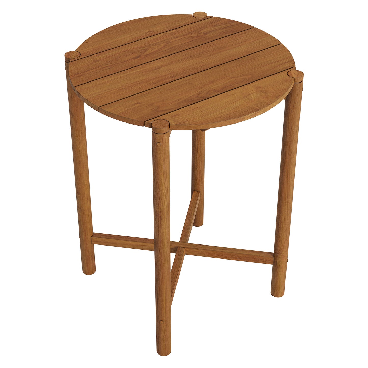 Lyric Round 35 Inch Outdoor Patio Teak Wood Round Bar Table in Natural