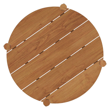 Eleni Round 35 Inch Outdoor Patio Teak Wood Round Bar Table in Natural
