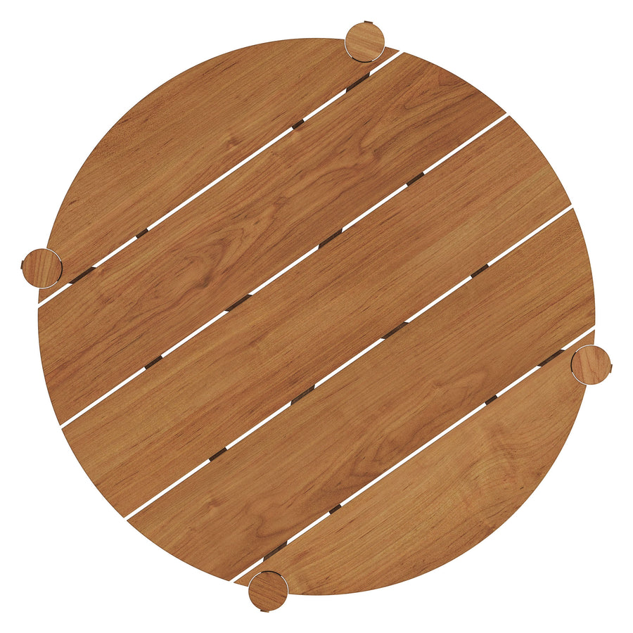 Lyric Round 35 Inch Outdoor Patio Teak Wood Round Bar Table in Natural