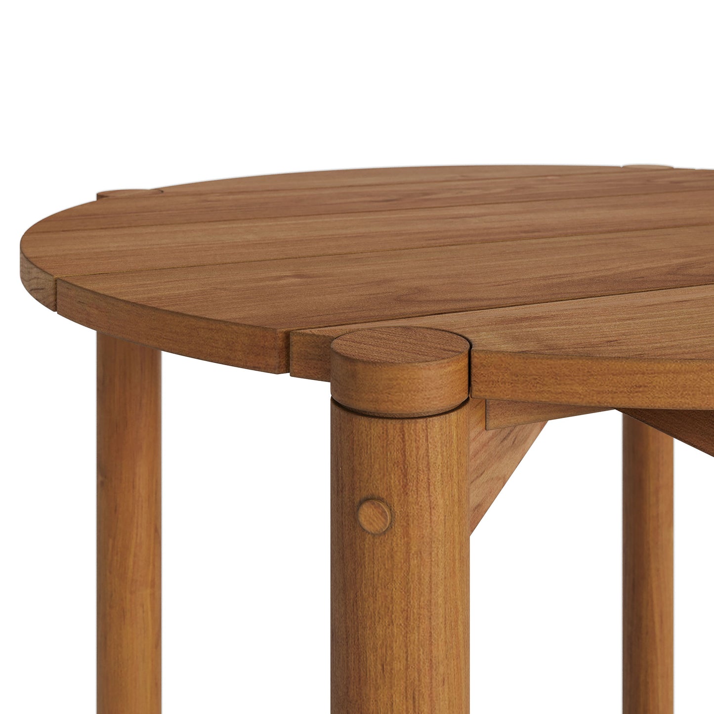 Lyric Round 35 Inch Outdoor Patio Teak Wood Round Bar Table in Natural