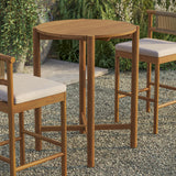 Lyric Round 35 Inch Outdoor Patio Teak Wood Round Bar Table in Natural