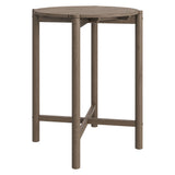 Lyric Round 35 Inch Outdoor Patio Teak Wood Round Bar Table in Weathered Gray Teak