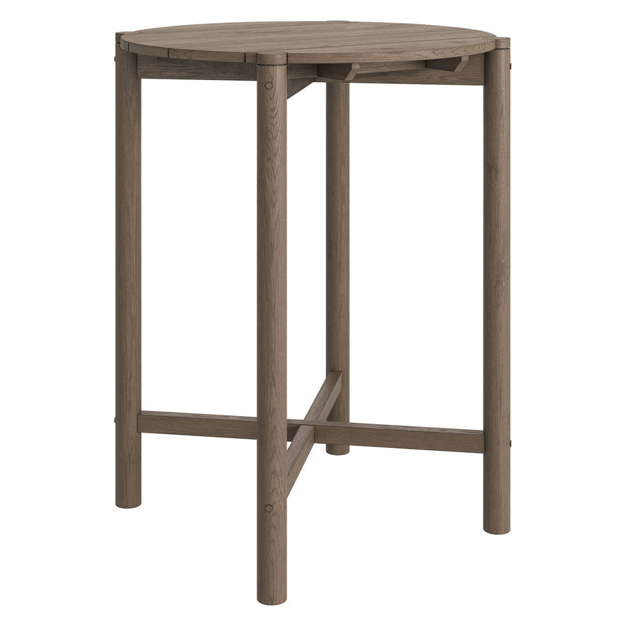 Lyric Round 35 Inch Outdoor Patio Teak Wood Round Bar Table in Weathered Gray Teak