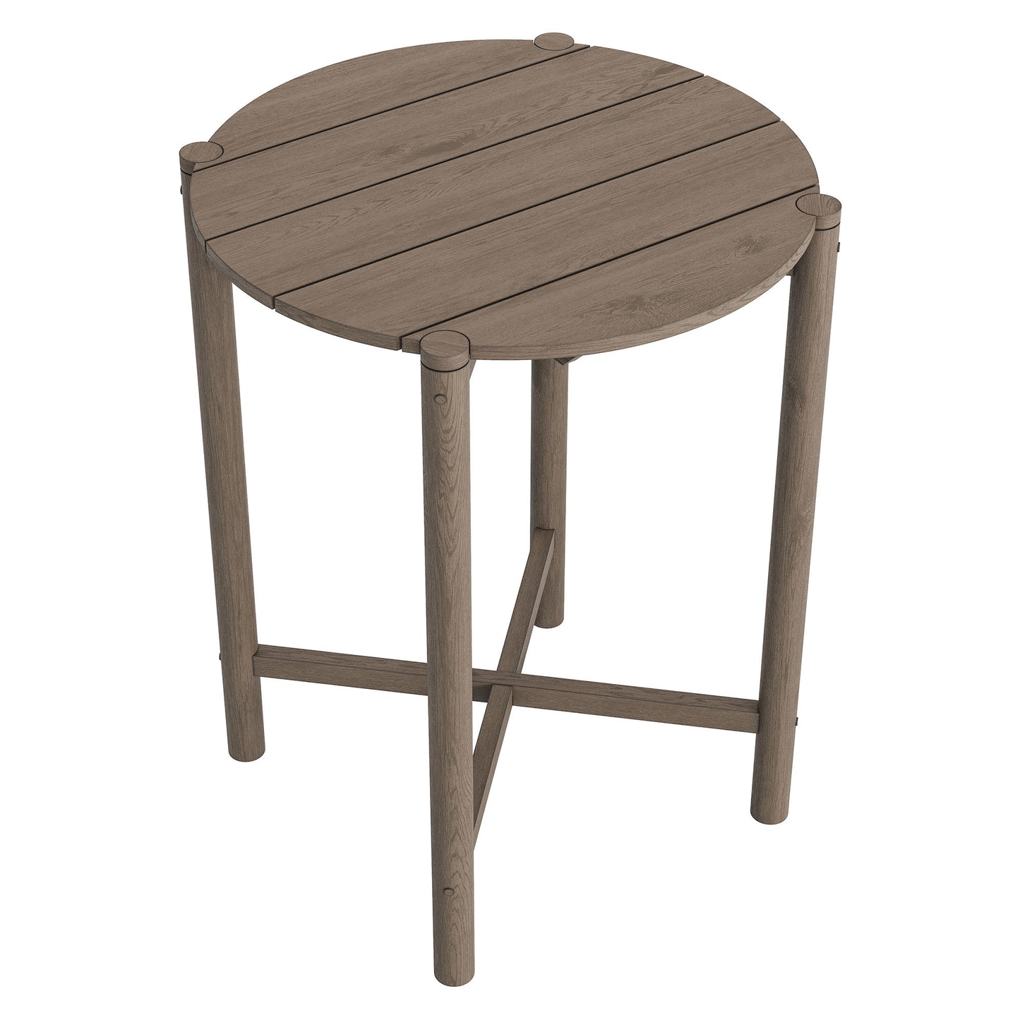 Lyric Round 35 Inch Outdoor Patio Teak Wood Round Bar Table in Weathered Gray Teak