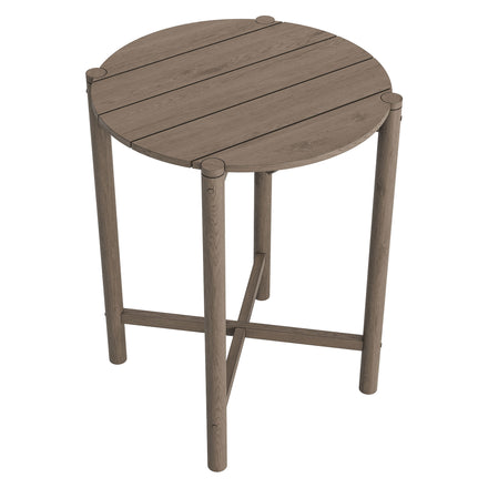 Eleni Round 35 Inch Outdoor Patio Teak Wood Round Bar Table in Weathered Gray Teak