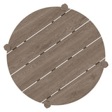 Lyric Round 35 Inch Outdoor Patio Teak Wood Round Bar Table in Weathered Gray Teak