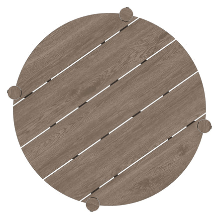 Eleni Round 35 Inch Outdoor Patio Teak Wood Round Bar Table in Weathered Gray Teak
