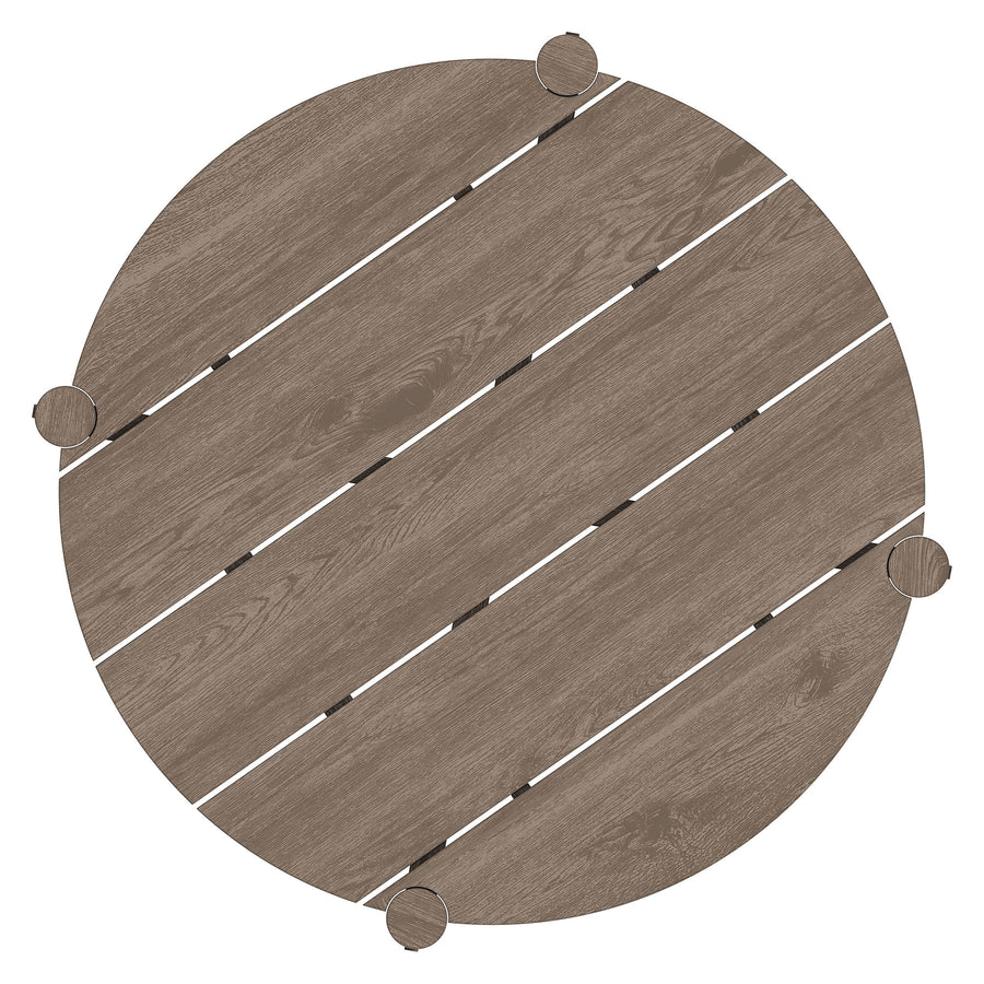 Lyric Round 35 Inch Outdoor Patio Teak Wood Round Bar Table in Weathered Gray Teak