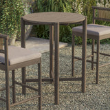 Lyric Round 35 Inch Outdoor Patio Teak Wood Round Bar Table in Weathered Gray Teak