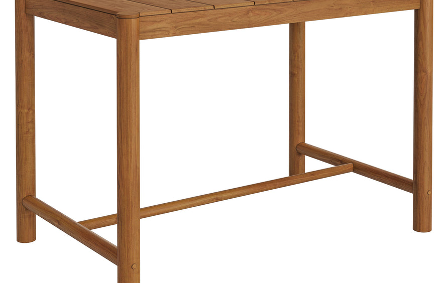 Lyric Rectangle 56-Inch Outdoor Patio Teak Wood Rectangular Bar Table in Natural