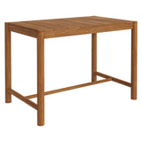 Lyric Rectangle 56-Inch Outdoor Patio Teak Wood Rectangular Bar Table in Natural