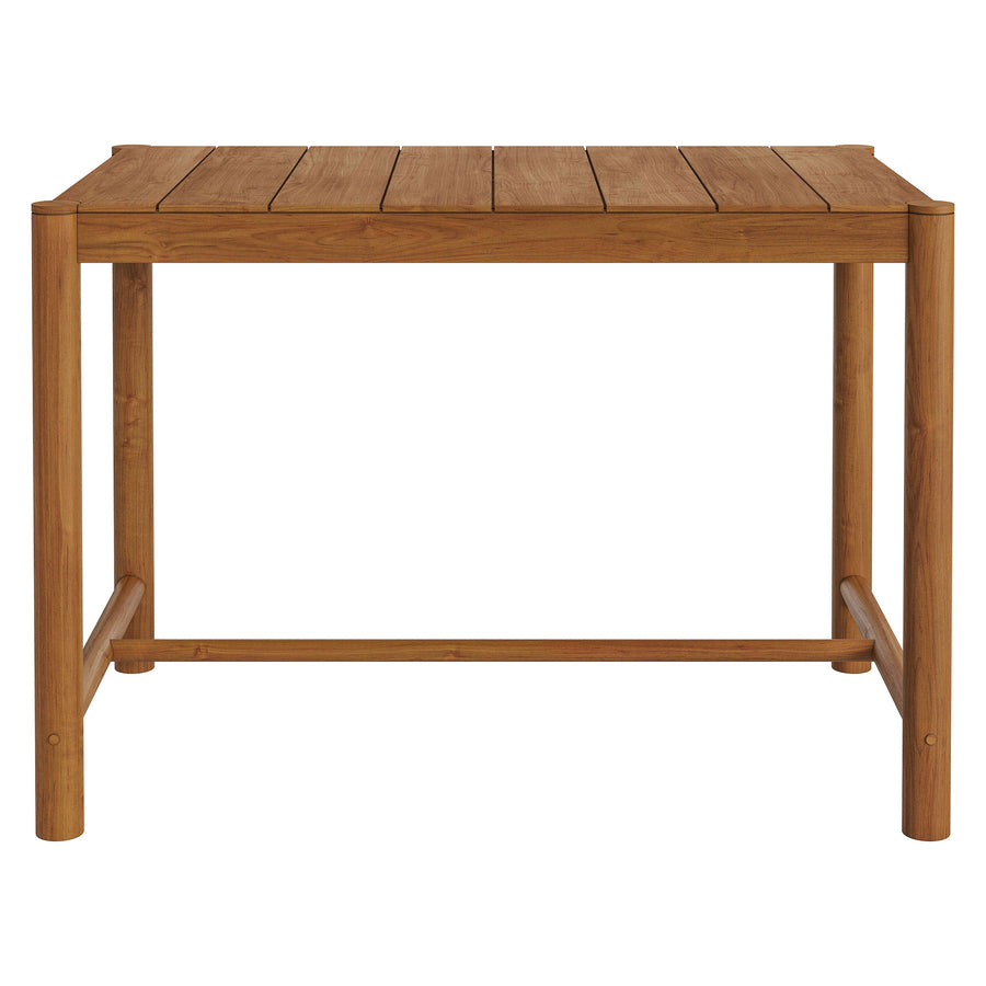 Lyric Rectangle 56-Inch Outdoor Patio Teak Wood Rectangular Bar Table in Natural