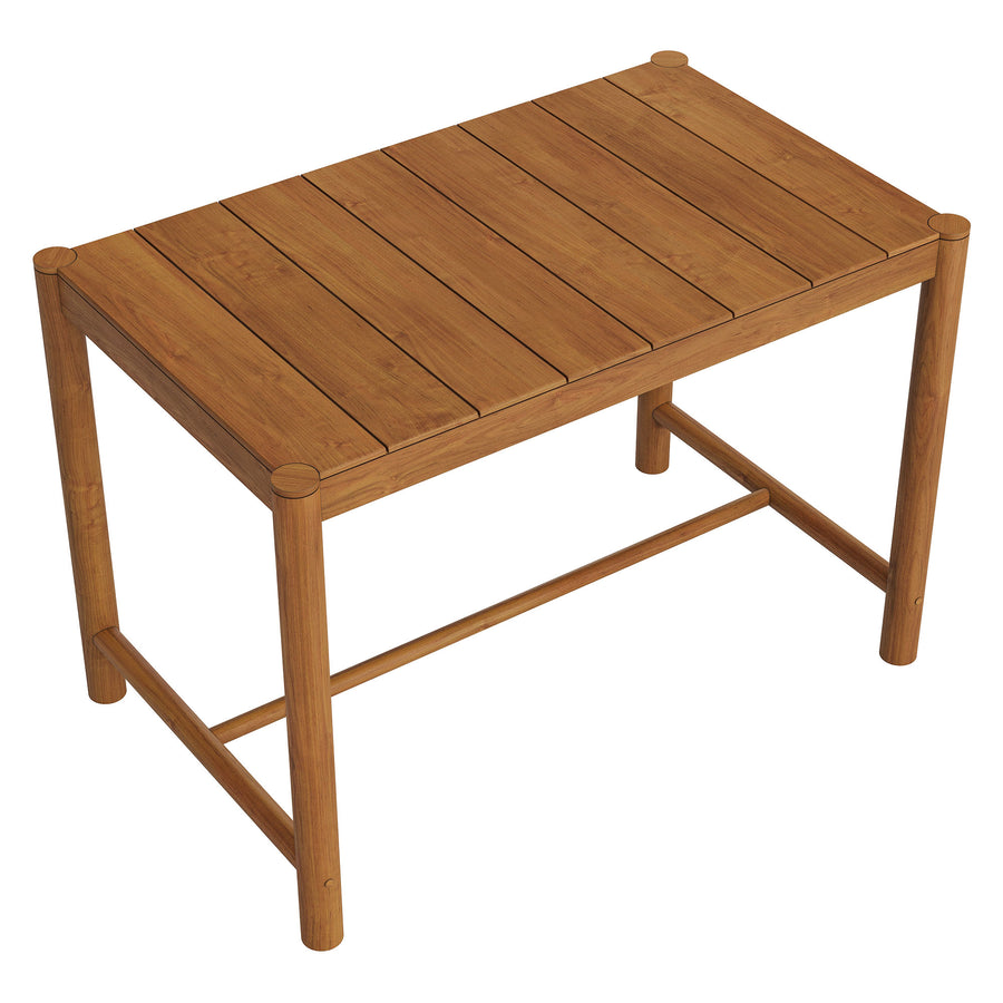 Lyric Rectangle 56-Inch Outdoor Patio Teak Wood Rectangular Bar Table in Natural