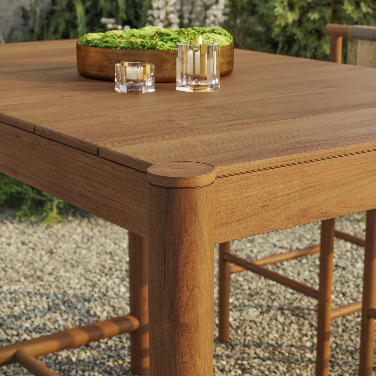 Lyric Rectangle 56-Inch Outdoor Patio Teak Wood Rectangular Bar Table in Natural