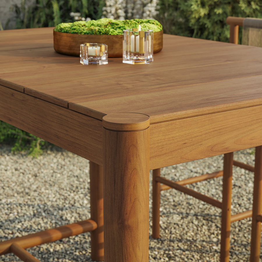 Lyric Rectangle 56-Inch Outdoor Patio Teak Wood Rectangular Bar Table in Natural