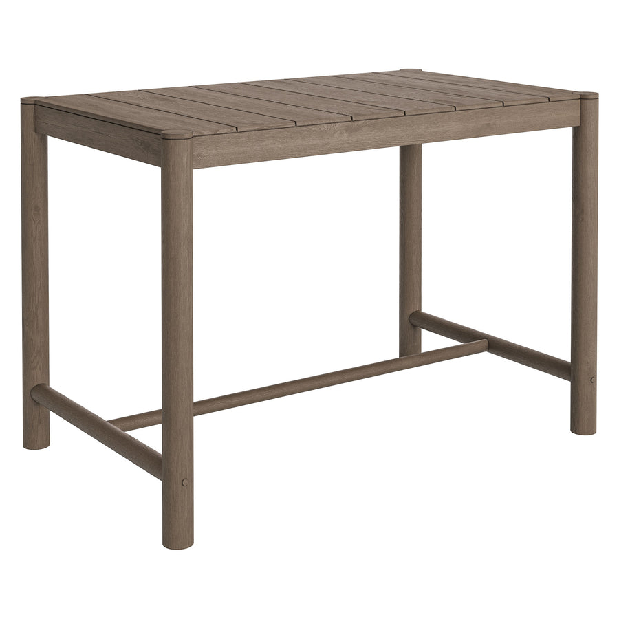 Lyric Rectangle 56-Inch Outdoor Patio Teak Wood Rectangular Bar Table in Weathered Gray Teak