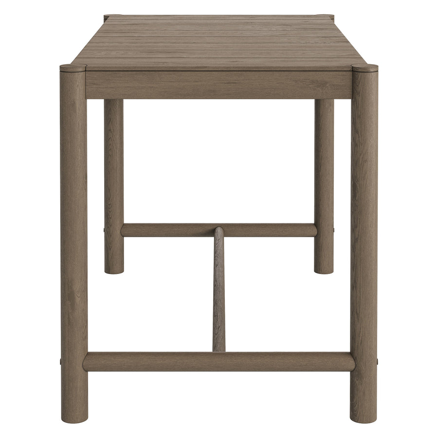 Lyric Rectangle 56-Inch Outdoor Patio Teak Wood Rectangular Bar Table in Weathered Gray Teak