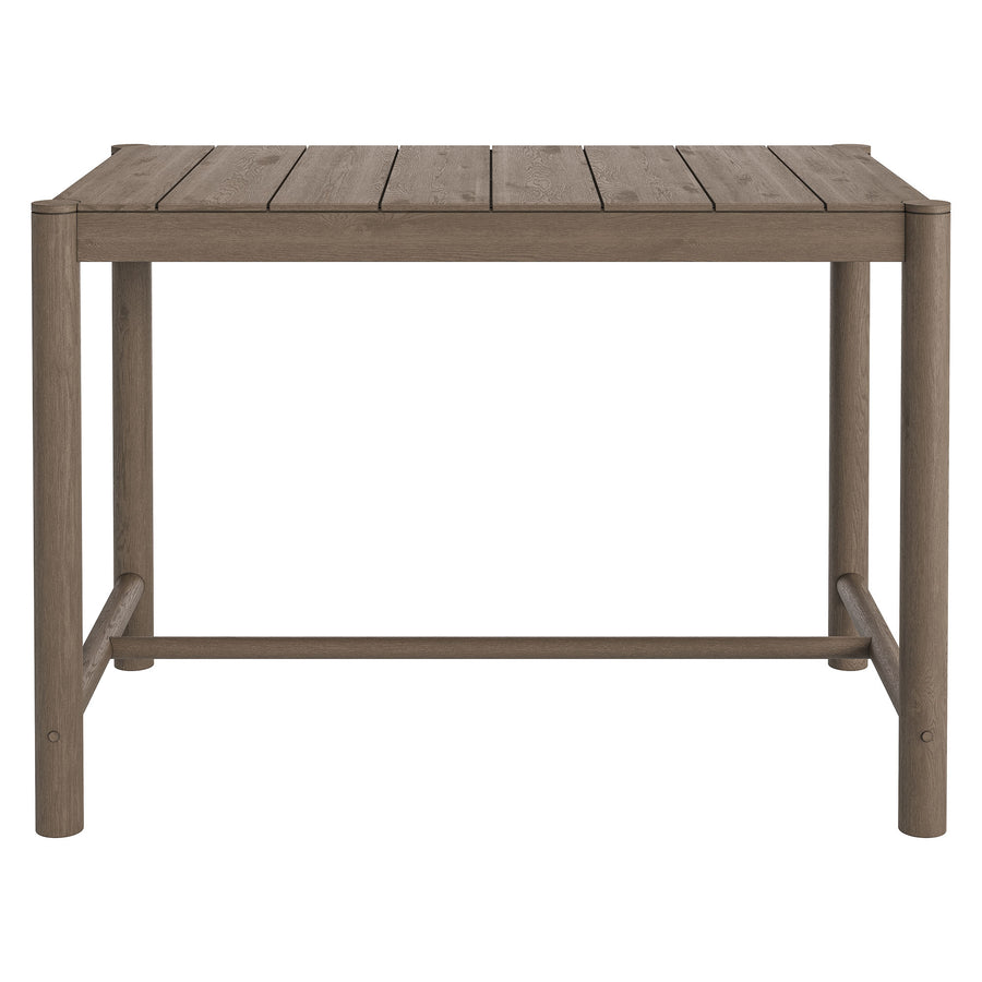 Lyric Rectangle 56-Inch Outdoor Patio Teak Wood Rectangular Bar Table in Weathered Gray Teak