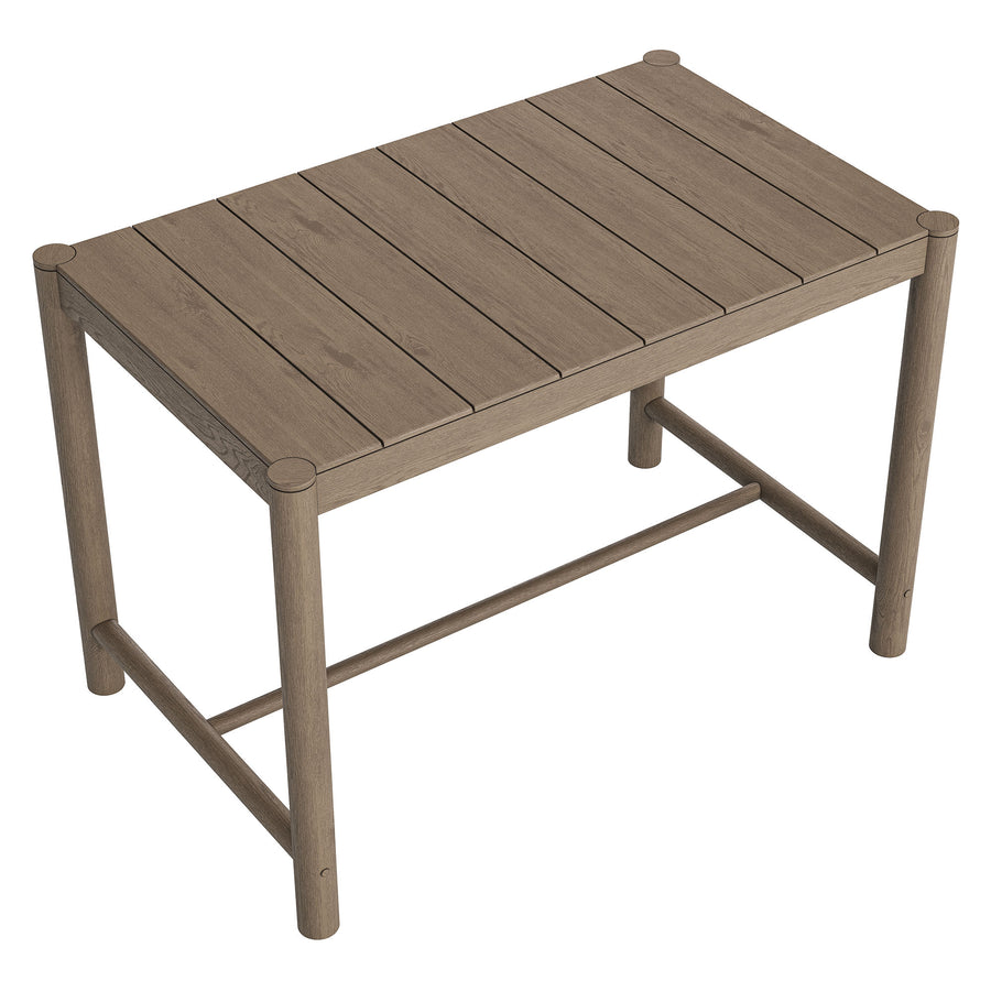 Lyric Rectangle 56-Inch Outdoor Patio Teak Wood Rectangular Bar Table in Weathered Gray Teak
