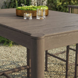 Lyric Rectangle 56-Inch Outdoor Patio Teak Wood Rectangular Bar Table in Weathered Gray Teak
