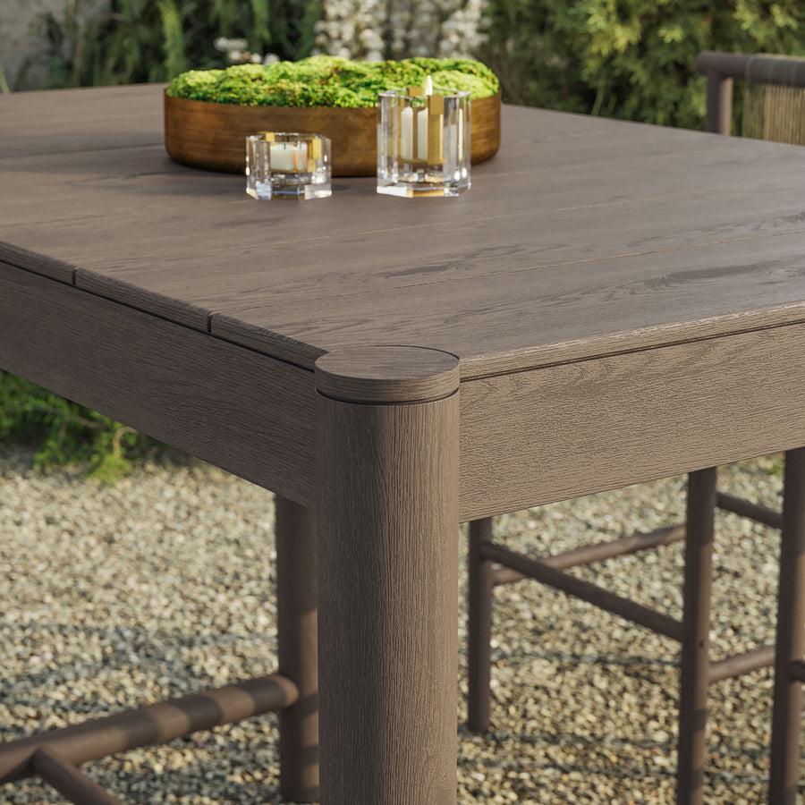 Lyric Rectangle 56-Inch Outdoor Patio Teak Wood Rectangular Bar Table in Weathered Gray Teak