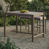 Lyric Rectangle 56-Inch Outdoor Patio Teak Wood Rectangular Bar Table in Weathered Gray Teak