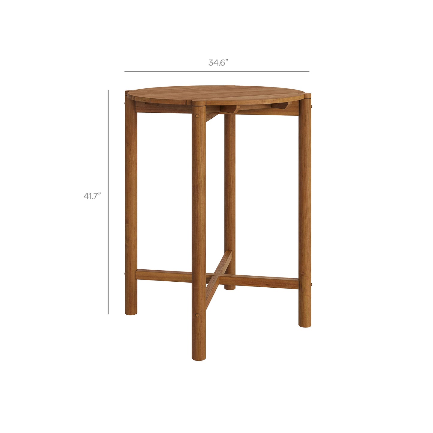Lyric 3-Piece Outdoor Patio Teak Wood Bar Set in Natural Sail