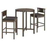 Lyric 3-Piece Outdoor Patio Teak Wood Bar Set in Weathered Gray Flint
