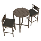 Lyric 3-Piece Outdoor Patio Teak Wood Bar Set in Weathered Gray Flint