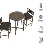 Lyric 3-Piece Outdoor Patio Teak Wood Bar Set in Weathered Gray Flint
