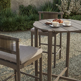 Lyric 3-Piece Outdoor Patio Teak Wood Bar Set in Weathered Gray Pebble