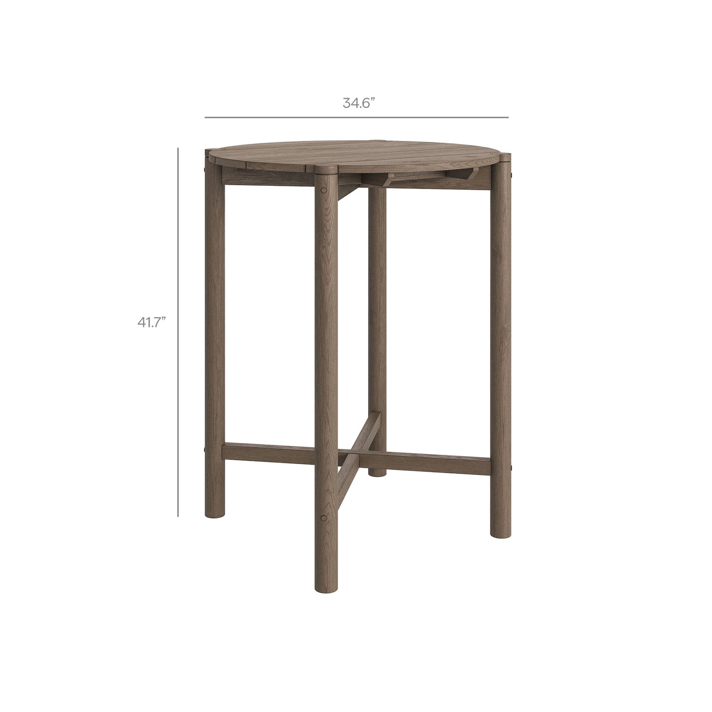 Lyric 3-Piece Outdoor Patio Teak Wood Bar Set in Weathered Gray Pebble