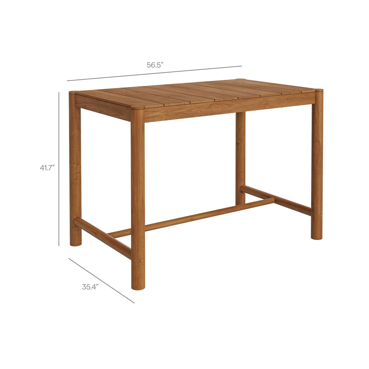 Lyric 5-Piece Outdoor Patio Teak Wood Bar Set in Natural Sail
