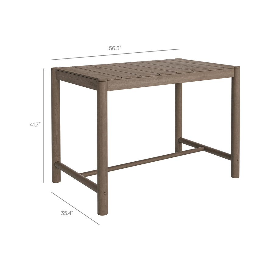 Lyric 5-Piece Outdoor Patio Teak Wood Bar Set in Weathered Gray Flint