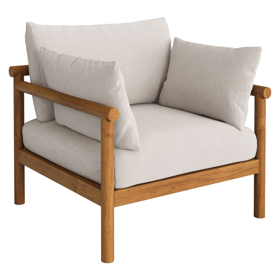 Lyric Outdoor Patio Teak Wood Armchair in Natural Sail