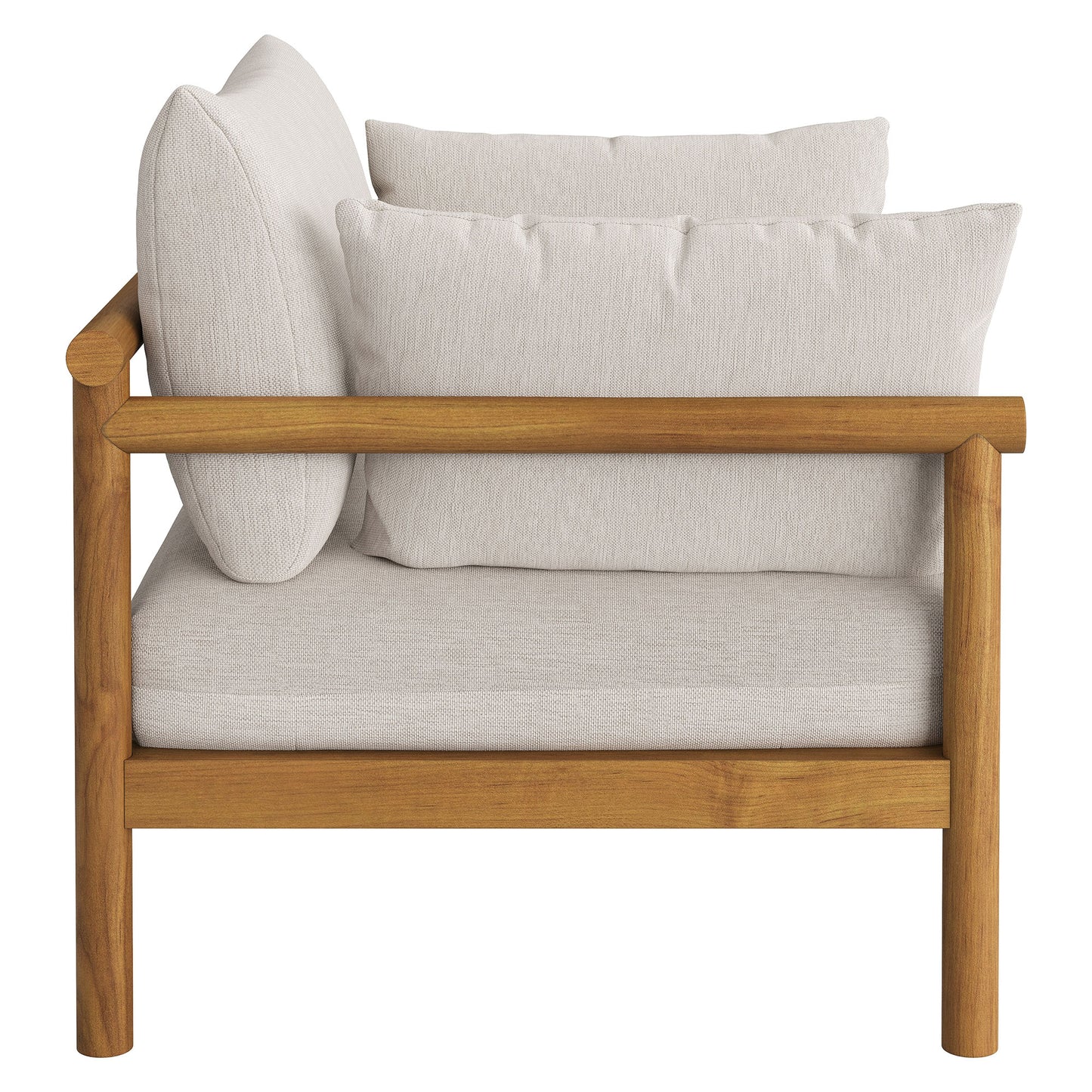 Lyric 2-Piece Outdoor Patio Teak Wood Armchair and Ottoman Set in Natural Sail