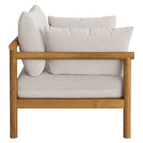 Lyric 2-Piece Outdoor Patio Teak Wood Armchair and Ottoman Set in Natural Sail