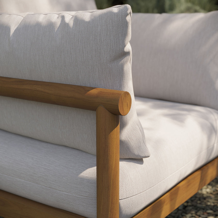 Lyric Outdoor Patio Teak Wood Armchair in Natural Sail