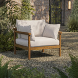 Lyric Outdoor Patio Teak Wood Armchair in Natural Sail