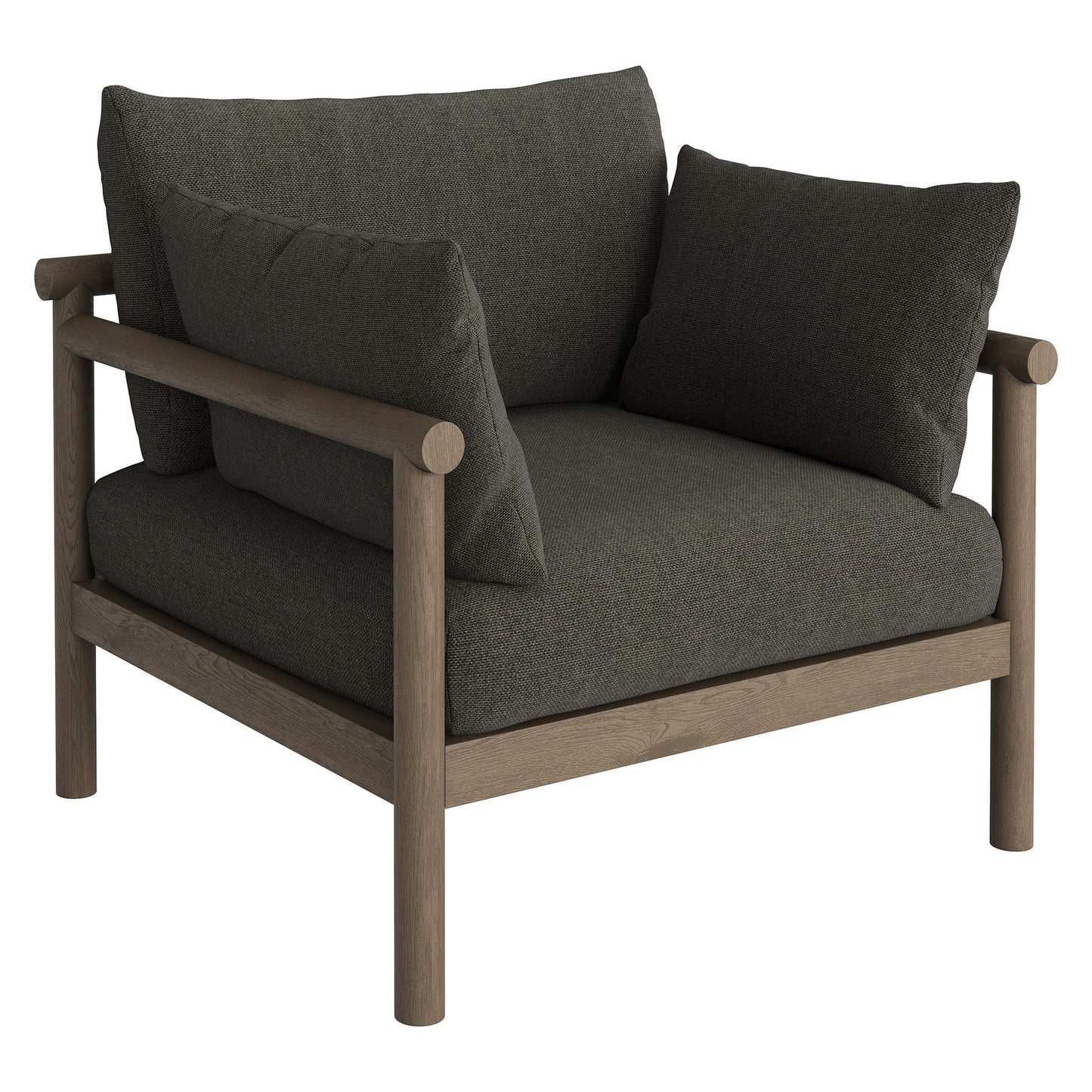 Lyric 2-Piece Outdoor Patio Teak Wood Armchair and Ottoman Set in Weathered Gray Flint