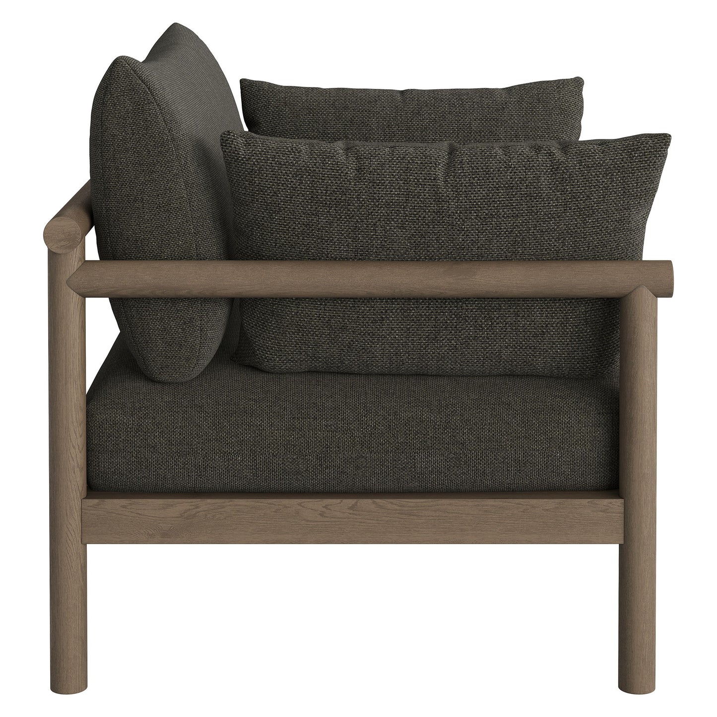 Lyric Outdoor Patio Teak Wood Armchair in Weathered Gray Flint