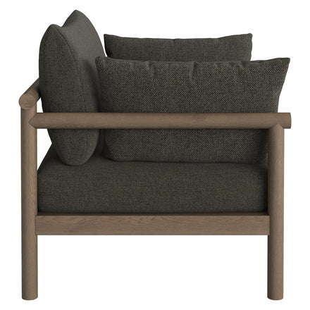 Eleni Outdoor Patio Teak Wood Armchair in Weathered Gray Flint