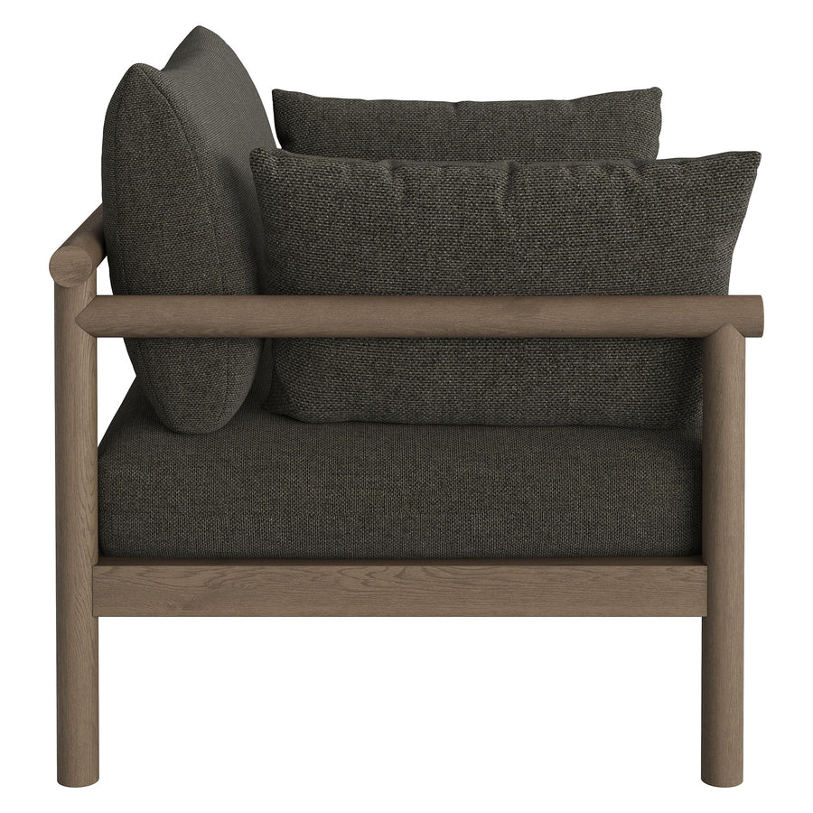 Lyric 2-Piece Outdoor Patio Teak Wood Armchair and Ottoman Set in Weathered Gray Flint