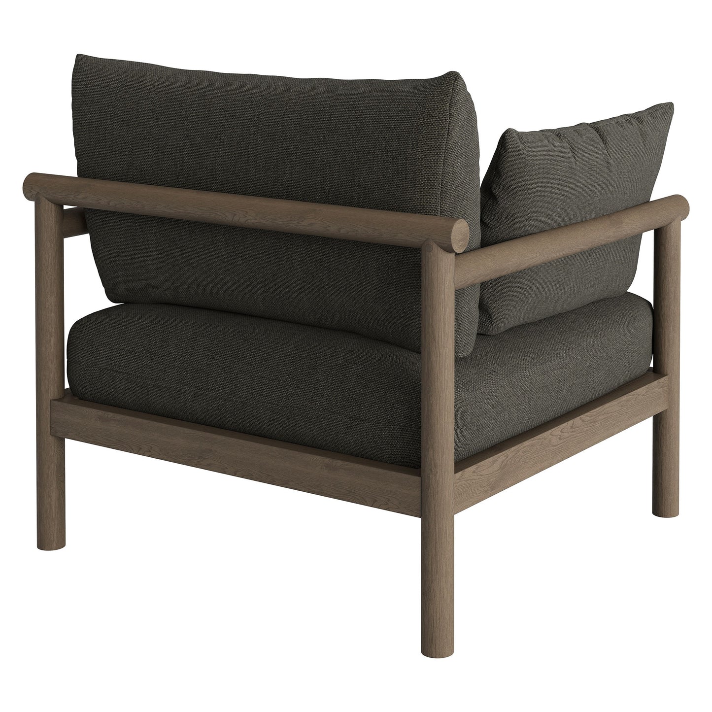 Lyric Outdoor Patio Teak Wood Armchair in Weathered Gray Flint